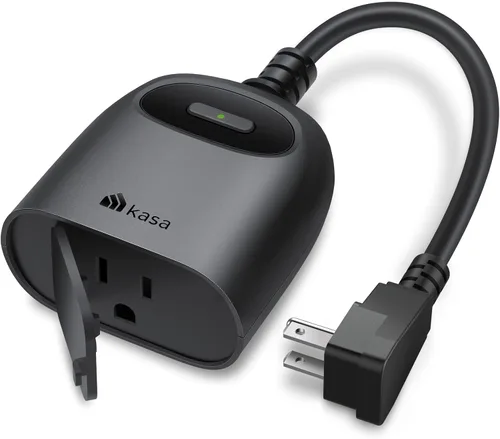 Kasa - Enchufe inteligente para exteriores, temporizador de salida Wi-Fi para el hogar inteligente, carga máxima de 15 A/1875 W, resistencia a la