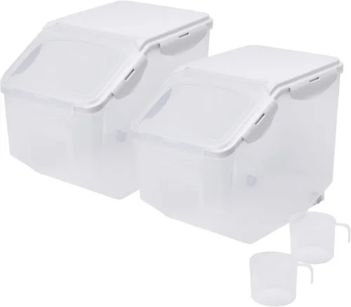 Miniatura 12 de HANAMYA Contenedor de almacenamiento de arroz de 10 litros / 20 libras con taza medidora, sin BPA, para arroz Grano Alimento para mascotas