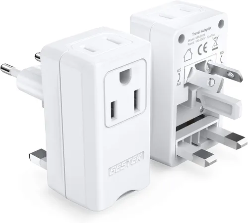 BESTEK Adaptador de enchufe de viaje en todo el mundo, adaptador de enchufe de entrada dual de 100-250 V, adaptador universal de viaje todo en uno,