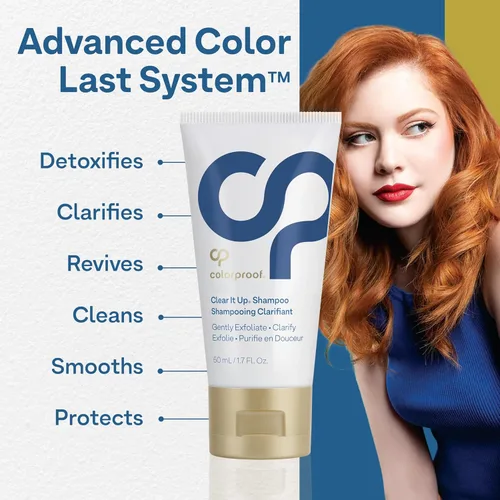 Miniatura 7 de Colorproof Clear It Up - Champú aclarante de 1.7 onzas líquidas, champú de tamaño de viaje para cabello teñido con aroma a coco y hierba de limón