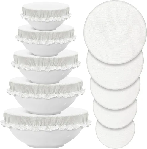 Miniatura 35 de Patelai 10 Pzs Cubiertas para Tazones Reutilizables en 5 Tamaños Tela Elástica de Tela Cubiertas Elásticas para Tazones de Almacenamiento de Varios
