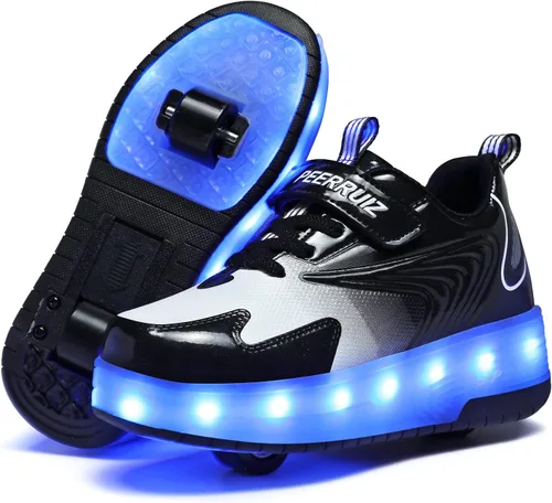 Miniatura 12 de Zapatos de rodillo recargables para niños y niñas de 6 a 14 años con luz LED, tenis para jugar al aire libre, cumpleaños