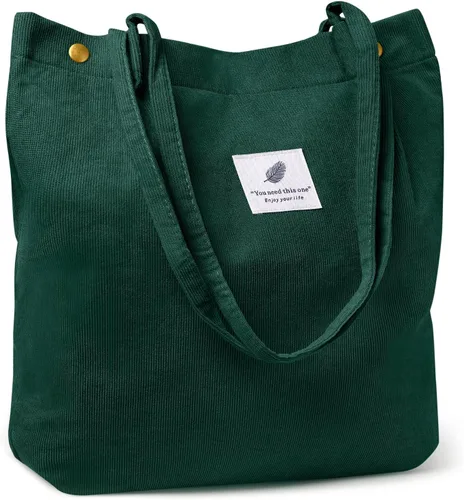 Ndeno Bolsas de mano para mujer, bolsa de hombro de pana con bolsillo interior para trabajo, playa, almuerzo, viajes, compras, bolsos