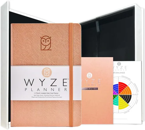 Miniatura 11 de Wyze Planner Agenda diaria sin fecha, organizador de productividad B5 de 1 año con dos páginas semanales, establecimiento de objetivos, seguimiento