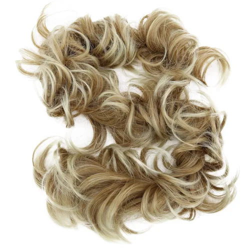 Miniatura 32 de CAISHA Postizo de Cabello, Envoltura de Cabello, Fibras Sintéticas Resistente al Calor, Rizado Desordenado, Recogido, Negro HW6