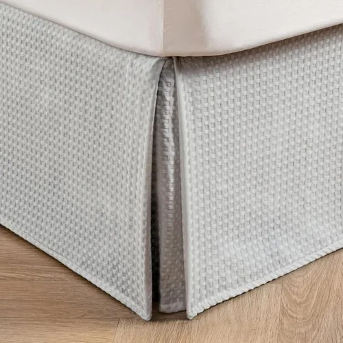 Miniatura 7 de MIYE Falda de cama plisada con tejido de gofre, volante de polvo a medida con caída de 12 pulgadas, ajuste fácil, lavable a máquina, sin esquinas