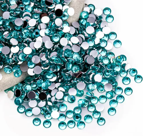 Miniatura 19 de Diamantes de imitación AB verdes a granel, 5000 piezas de diamantes de imitación de fondo plano redondos de gelatina AB sin fijación térmica, gemas