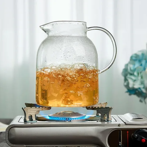 Miniatura 5 de Unbreakable - Jarra de vidrio con asa y tapa, tarro de vidrio de 68 onzas líquidas con tapa, resistente al calor, jarra de borosilicato para té