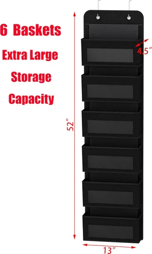 Miniatura 2 de Simple Houseware - Organizador con 6 bolsillos con ventana transparente para colgar sobre la puerta del armario, para recámara, baño, despensa, Negro