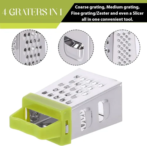 Miniatura 3 de COMNICO Mini rallador de queso, 3 ralladores de caja de acero inoxidable con asa, ralladores profesionales para rebanar quesos de cocina, queso