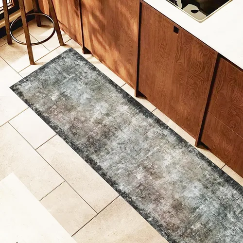YARNSCAPE Alfombra lavable de 2 pies 6 pulgadas x 8 pies, alfombra de interior vintage suave de pelo bajo para sala, comedor o dormitorio, alfombra