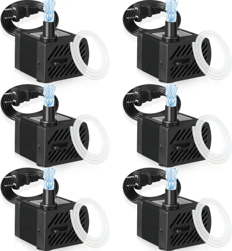 Lounsweer 6 unidades de bomba de fuente pequeña 50gph mini bomba de agua sumergible con tubo de 3.3 pies 3W silenciosa fuente de agua bombas para