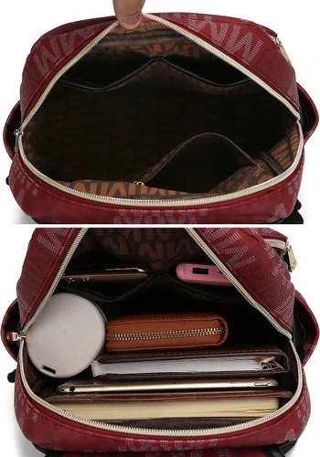 Miniatura 5 de MKF - Mochila para mujer de cuero vegano con asa superior, bolsa de viaje a la moda, mochila