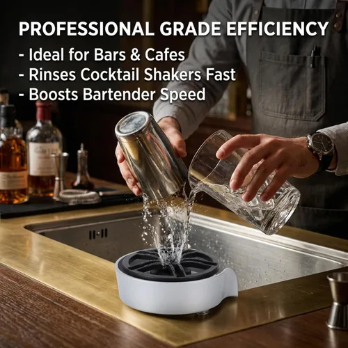 Miniatura 7 de Enjuagadora automática de vidrio para fregadero de cocina, lavadora de vasos de acero inoxidable con rosca G1/2, arandela de vidrio a presión
