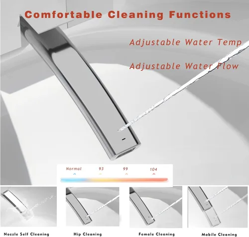 Miniatura 4 de WinZo Inodoro inteligente moderno en forma de huevo con bidé integrado, descarga automática/apertura automática, pantalla LED de luz nocturna, Gris