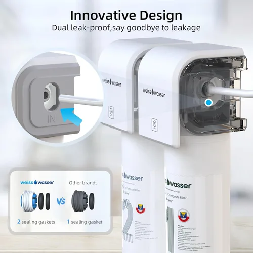 Miniatura 9 de Filtro de agua para debajo del fregadero, ultra filtración multietapa para Baçtёria, reducción de cloro y olor, 9K Gal/2 años, fácil instalación