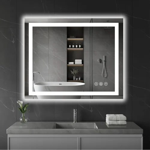 Miniatura 21 de Koonmi Espejo LED de 28 x 20 pulgadas para baño, espejo de tocador antivaho 90CRI con luz delantera y trasera, espejo de pared a prueba de roturas