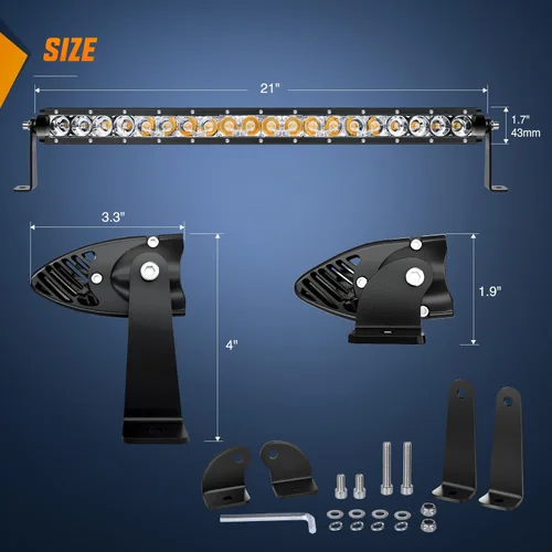 Miniatura 2 de Barra de luz LED Nilight Ámbar de 21 pulgadas de 100 W, combo de haz puntual y de inundación súper delgado, luz de conducción antiniebla de 9000