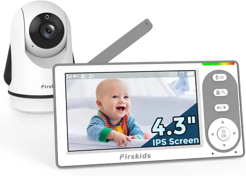 Miniatura 8 de Monitor de Bebé con Pantalla Dividida con 2 Cámaras Sin WiFi, Batería de 30H, Panorámica-Inclinación-Zoom, Monitor para bebés