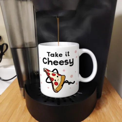 Miniatura 5 de Taza divertida con temática de pizza, taza de café de cerámica con asa de 11 onzas, color blanco