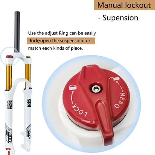 Miniatura 3 de 26/27.5/29 Inch MTB Air Suspension Forks Travel 140mm, Rebound Adjust 1-1/8" Straight/Tapered Tube QR 9mm Magnesium Alloy Manual/Remote Lockout