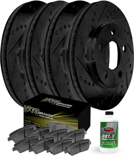 Hart Brakes Kit de frenos y rotores traseros delanteros | Pastillas de freno delanteras y traseras| Rotores y pastillas de freno | Pastillas de