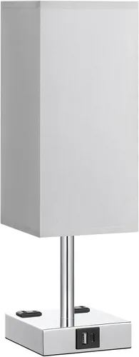 Miniatura 7 de Lámpara de mesa de noche táctil, con pantalla, puertos de carga USB C+A y salidas de CA duales, para dormitorio, sala de estar, oficina