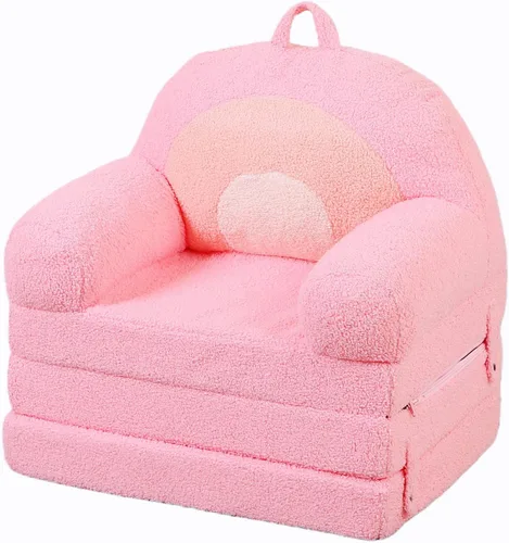 Miniatura 10 de MOMCAYWEX Sofá para niños, sofá Sherpa con cojines de espuma de tres capas, asientos cómodos para niños de 3 a 6 años, marrón