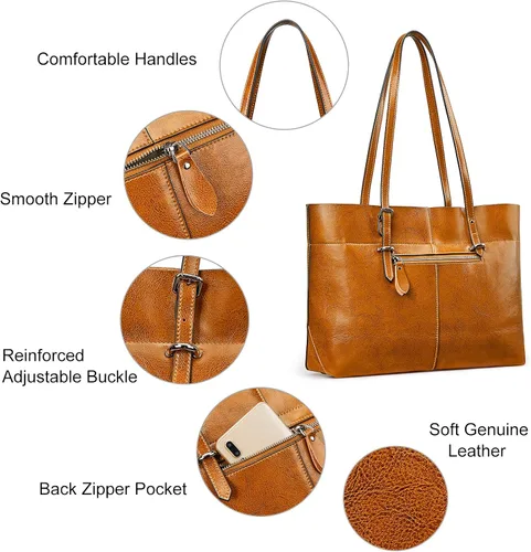 Miniatura 5 de Bolso de hombro para mujer S-ZONE, de estilo clásico y cuero, versión mejorada.
