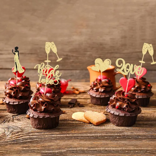 Miniatura 5 de 30 piezas de decoración de cupcakes de champán con diseño de corazón de amor, para despedida de soltera, decoración de tartas para boda, compromiso