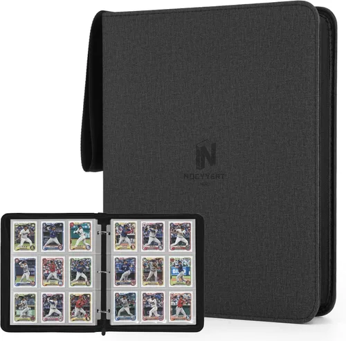 Miniatura 27 de Carpeta Premium de Tarjetas Coleccionables con más de 1000 bolsillos, Carpeta de 16 bolsillos sin anillo de carga lateral para cartas de Negro
