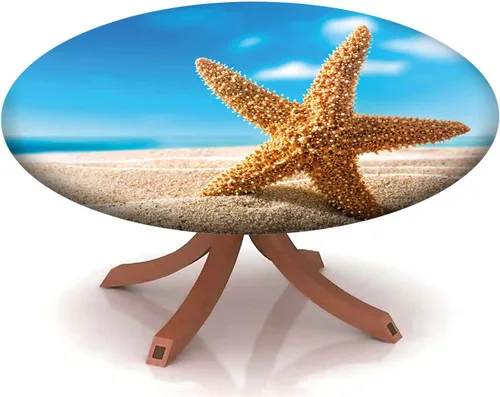Miniatura 11 de Mantel con patrón de playa, borde elástico, impermeable, lavable, para uso en interiores y exteriores, patio, turquesa aguamarina, para mesas