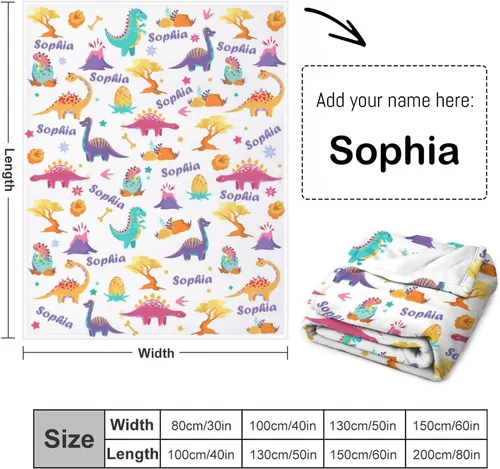 Miniatura 68 de Artsadd Manta de bebé personalizada para niños y niñas con nombre, manta personalizada con nombre de bebé con patrón de unicornio, manta