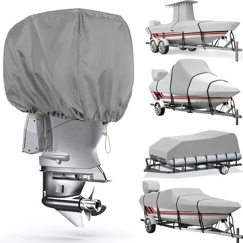 VINPATIO Cubierta de motor fuera de borda, capó de motor de poliéster 600D impermeable para motores de barco de hasta 10 HP, tela teñida con
