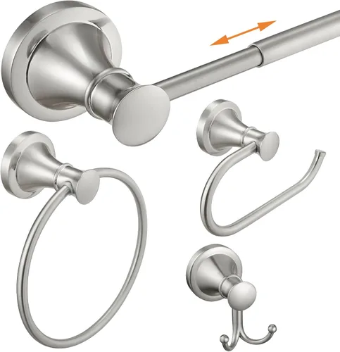 Miniatura 10 de Hoimpro Juego de Accesorios de Baño de Bronce Frotado con Aceite, Conjunto de 4 Piezas de Herrajes de Montaje en Pared con Barra Portatollas Bronce