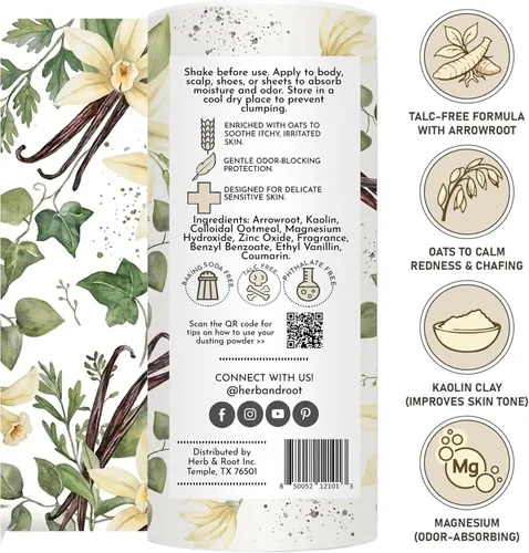 Miniatura 2 de Herb & Root Polvos corporales sin talco. Conjuntos de rosa, vainilla, sándalo, lavanda, jazmín y regalos (tamaño completo, vainilla)