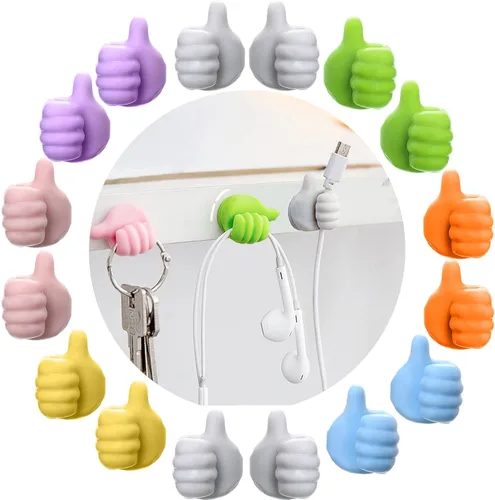 16 Piezas Ganchos de Pared de Pulgar de Silicona Creativos - Clip de Cable Adhesivo Multifunción, Clips Organizadores de Cable de Pulgar