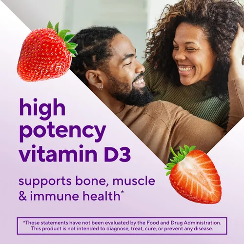 Miniatura 3 de Vitafusion Vitamina D3 de Fuerza Extra en Gomita, Sabor a Fresa para el Apoyo del Sistema Óseo e Inmunológico (1) 120