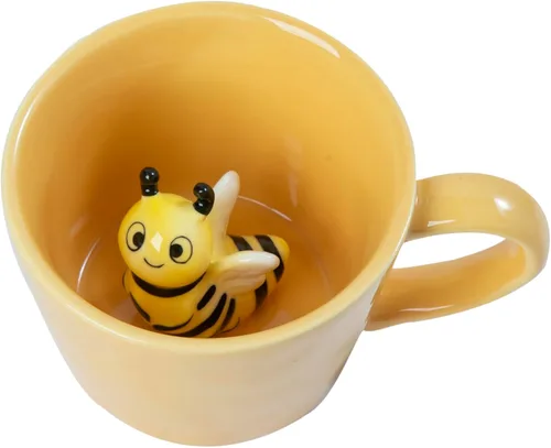 Miniatura 14 de DIHOclub Taza de Cerámica de Mariquita con Animal 3D Oculto en el Interior, Serie Jardín Tazas Figuritas Hechas a Mano 12OZ (Rosa Púrpura)