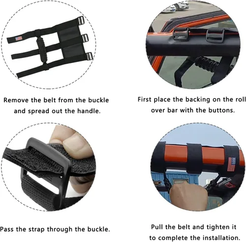 Miniatura 4 de 4 asas de agarre de barra antivuelco compatibles con Jeep Wrangler JLU JK JKU TJ YJ LJ JT JL y Gladiator JT 1955-2022 UTV y ATV (negro)