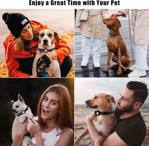 Miniatura 6 de Compatible con collar de perro Airtag, collar de perro ajustable con hebilla de cierre rápido duradera, collar de perro de nailon de imitación