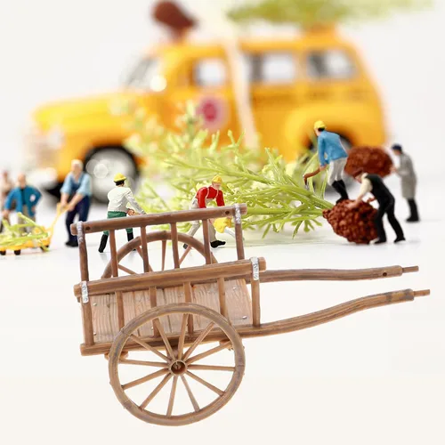 Miniatura 5 de STOBOK Carro de cultivo en miniatura, modelo de casa de muñecas, carretillas en miniatura, carrito de simulación, adornos de paisaje, carro antiguo