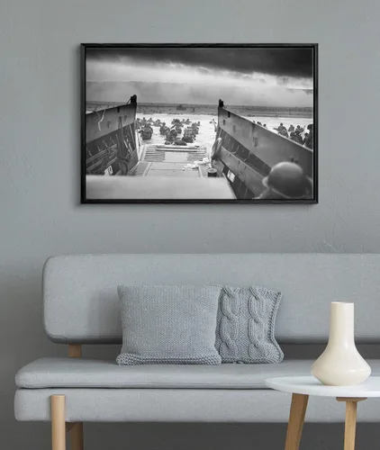 Miniatura 2 de Lienzo con marco flotante para pared, fotografía vintage de los aterrizajes de Normandía del Día D, 24 x 16 pulgadas Desembarcos de Normandía