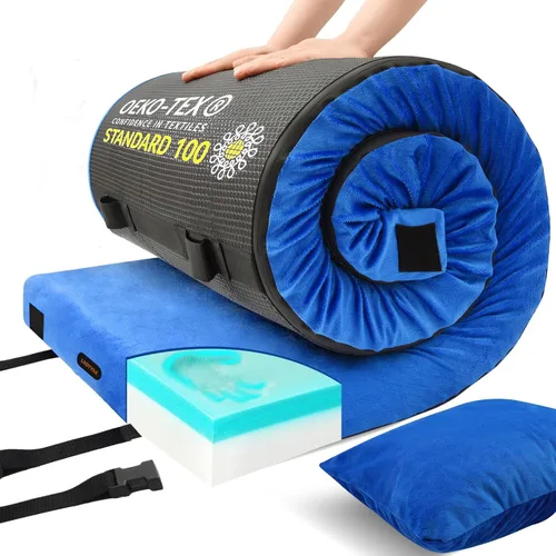 Colchoneta de espuma viscoelástica para camping, colchón de piso grueso y cómodo para adultos con fondo impermeable y antideslizante, colchón