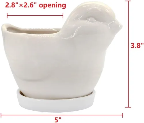 Miniatura 4 de GeLive Maceta de Cerámica para Suculentas de Pájaro Blanco, Maceta para Plantas de Animales, Florero, Caja de Alféizar de Ventana para Bonsái