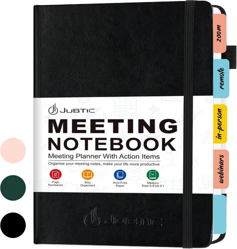 Miniatura 12 de JUBTIC Cuaderno de reuniones para el trabajo con artículos de acción, planificador de proyectos de cuero, cuaderno de notas de reuniones