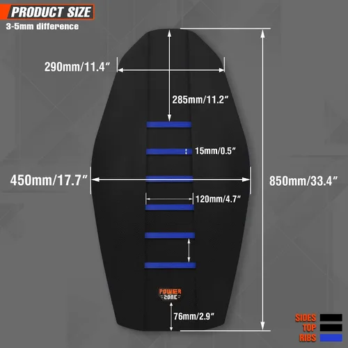Miniatura 6 de Universal Funda de Asiento para Moto de Cross - Fundas de Asiento de Goma Suave Acanalada para Motocross Enduro Azul