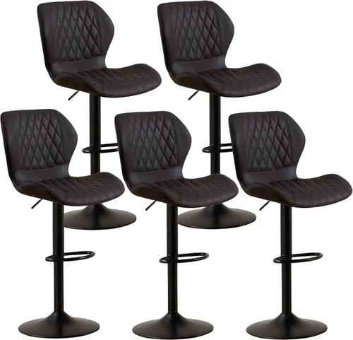 Miniatura 32 de Taburetes de bar modernos, taburetes de bar giratorios con respaldo alto, taburetes de bar de tela ajustables para sillas de isla de cocina