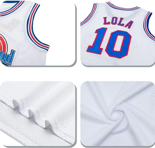 Miniatura 3 de Camiseta de baloncesto para hombre Lola #10 Bugs #1 Space Movie Jersey 90S Hip Hop Ropa Camisa para Fiesta