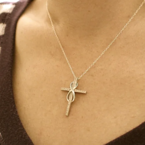 Miniatura 3 de Sterling Silver Cross Necklace for Men and Women